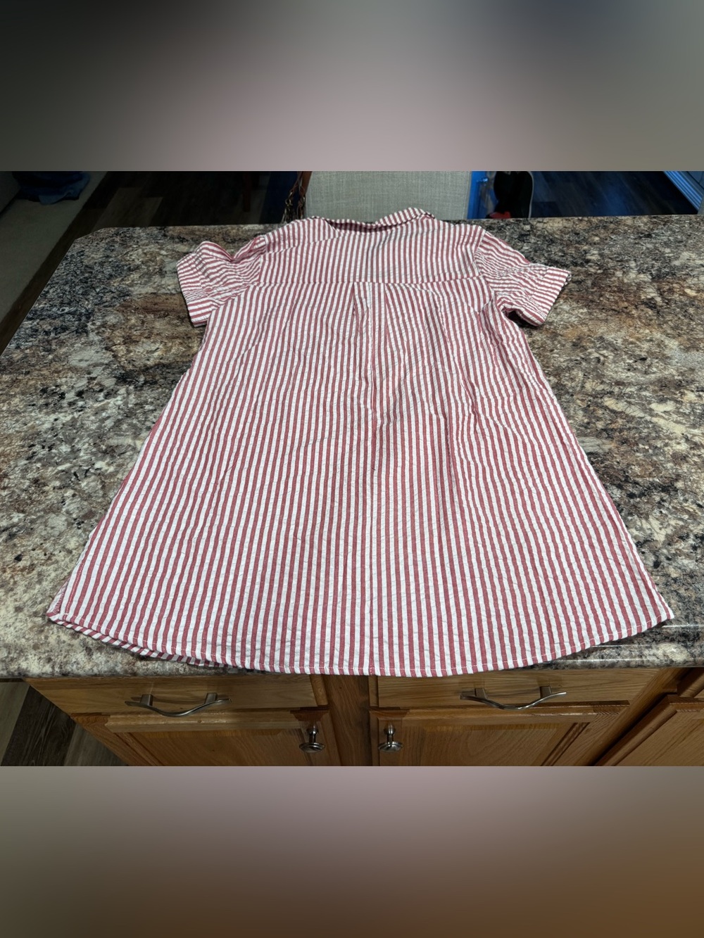 Casual Red Stripe Short-Sleeve Shirt Dress - Picture 8 of 8